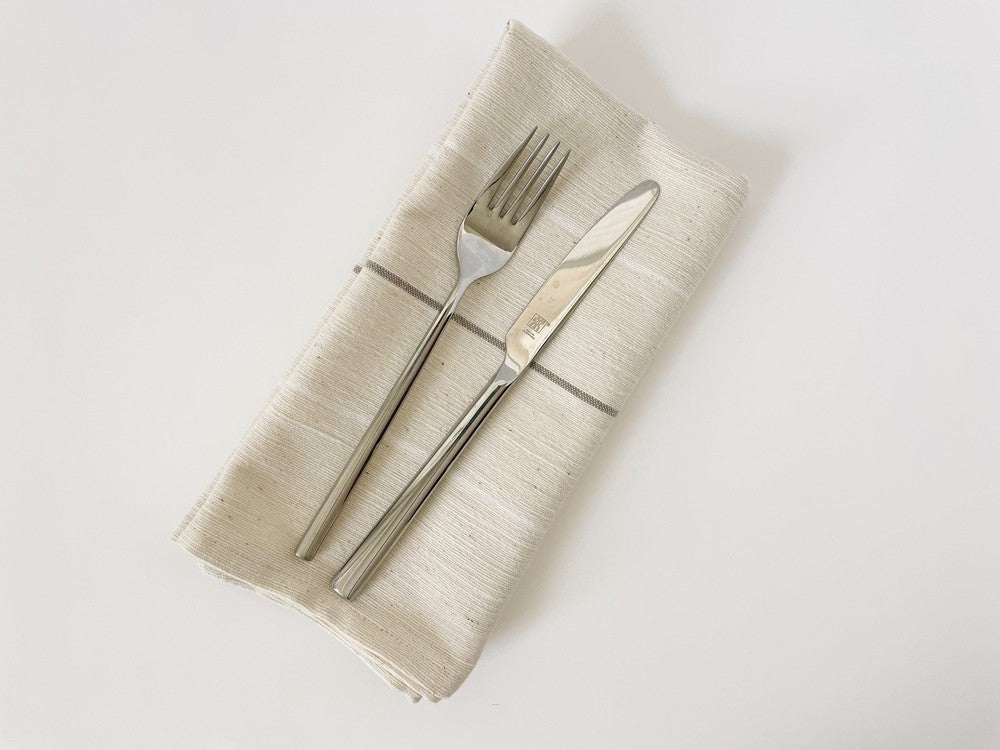 Adama handwoven Ethiopian cotton napkin Napkins sabahar Stone and white