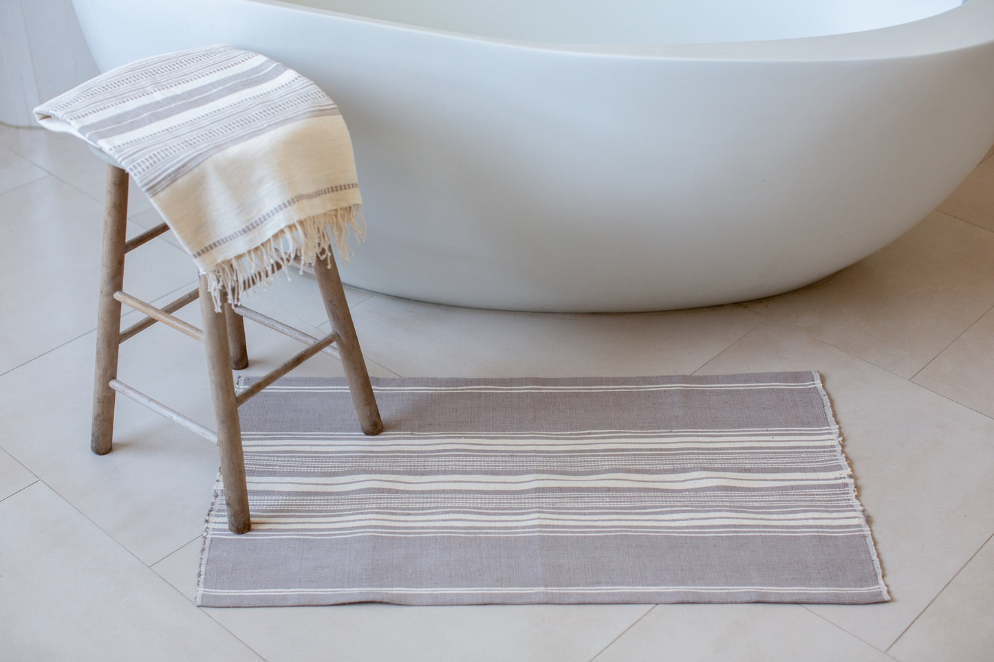 Genalé Handwoven Ethiopian Cotton Bath Set | 1 Bath Mat + 1 Bath Towel + 1 Hand Towel