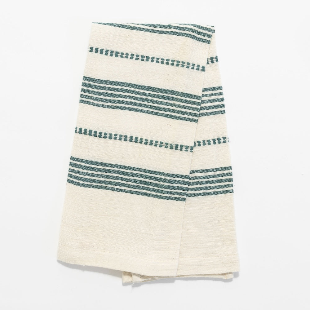 Terrara tea towel in teal folded on white background