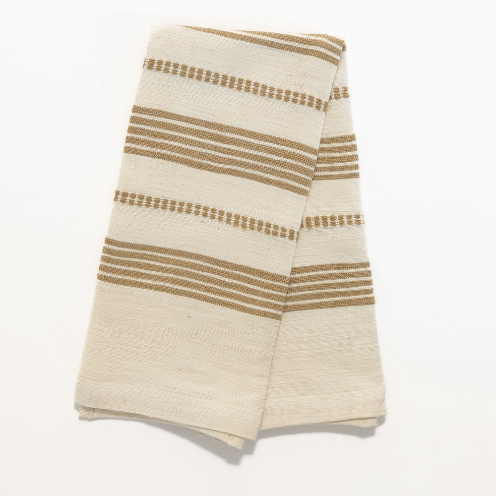 Terrara tea towel in beige folded on white background