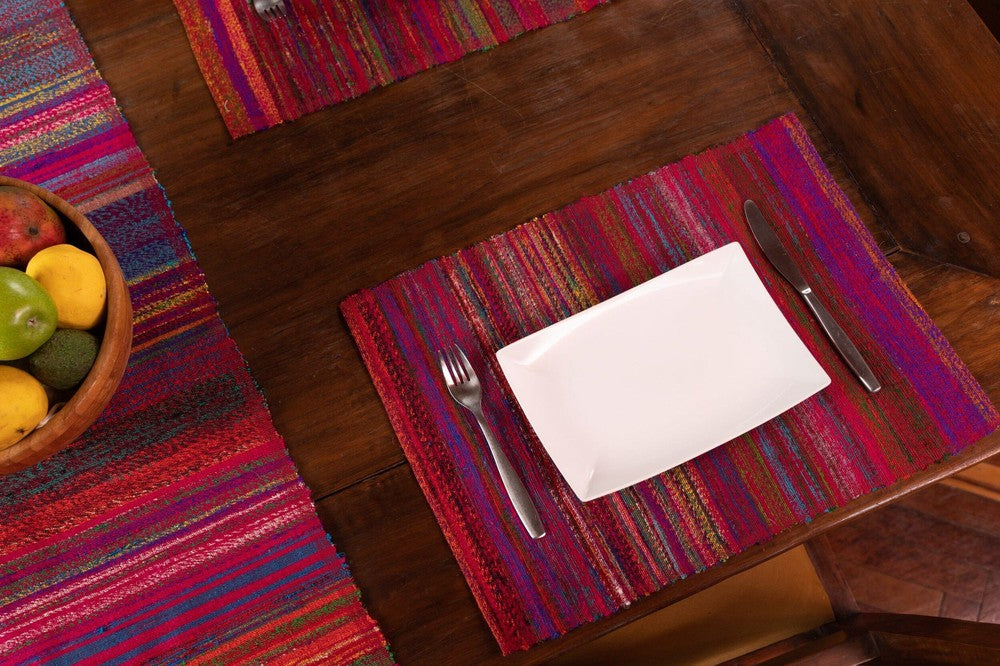 Harar placemat sabahar on brown table with a plate and cutlery