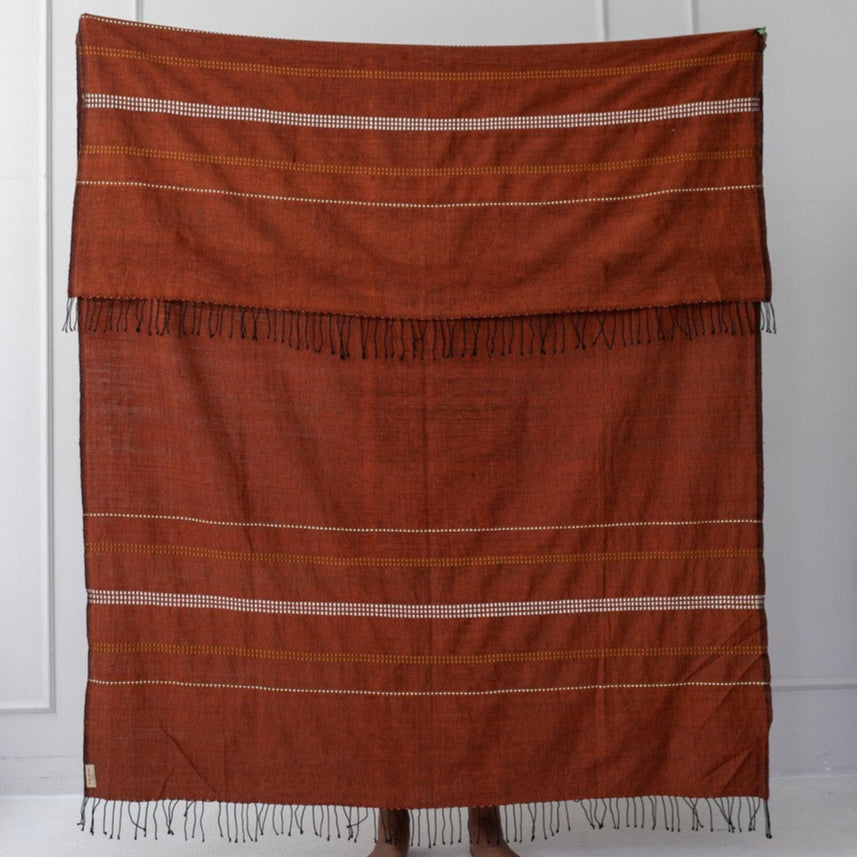 zenach throw in copper held by model