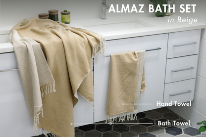 Almaz Bath set in beige in the bathroom