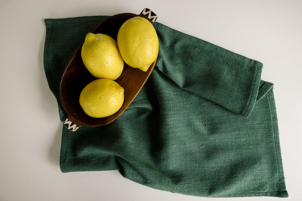 Cedar Semien cocktail napkins with lemons on white background