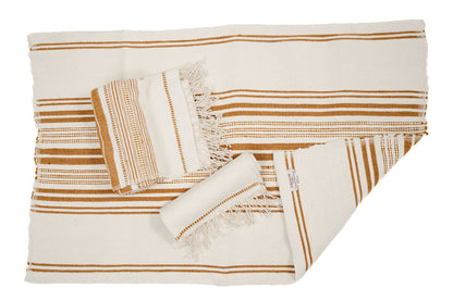 Genalé Handwoven Ethiopian Cotton Bath Set | 1 Bath Mat + 1 Bath Towel + 1 Hand Towel