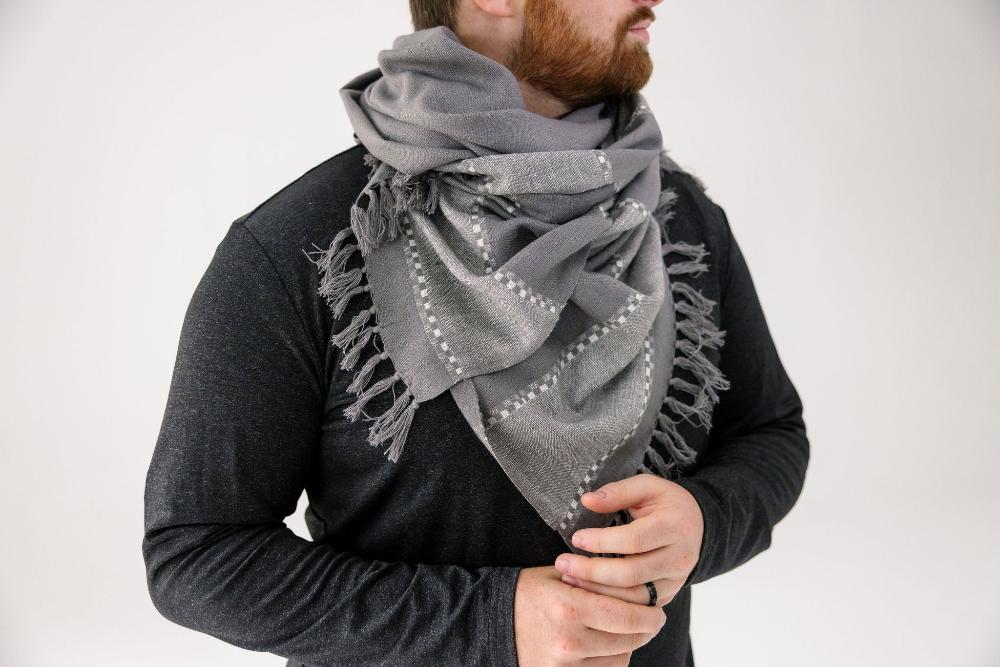 Fasil Shawl Wrapped on Male Model 