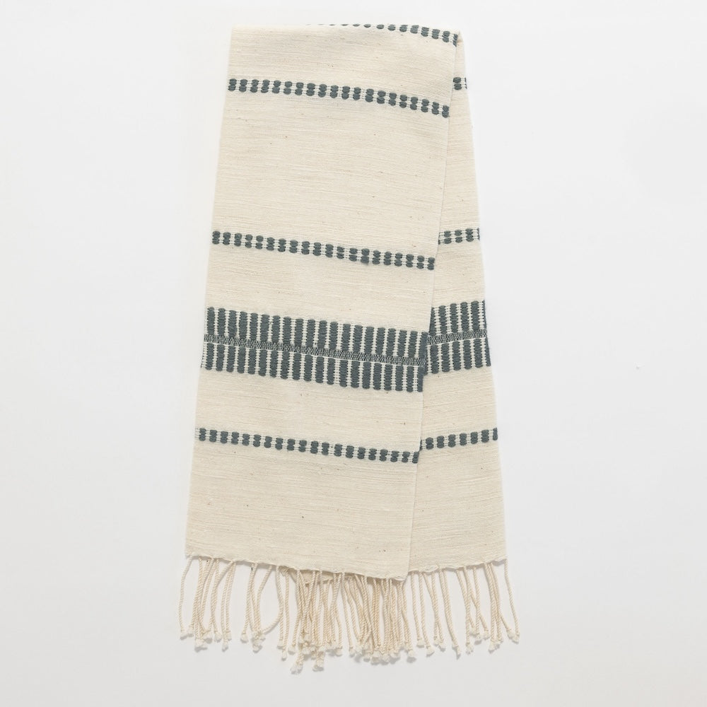 Flat lay Abaya Handwoven Ethiopian Cotton Hand Towel in Slate