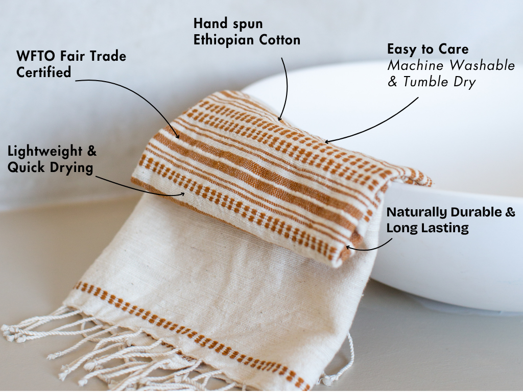 Genale hand towel in ivory bronze with key features