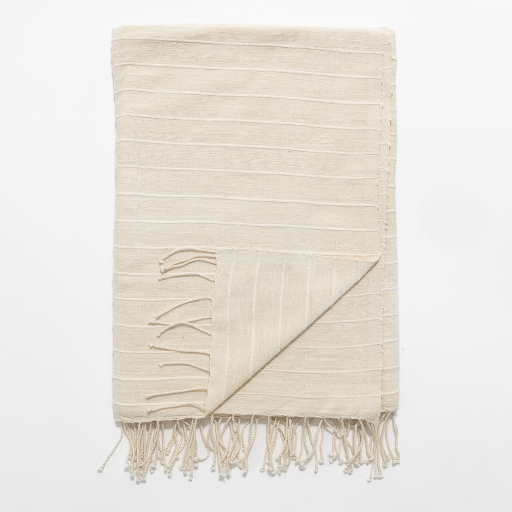 Jamma Bath Towel in Ivory on white background