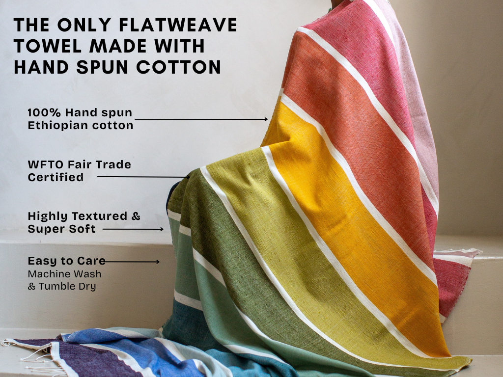 Kalam flat weave towel with key features