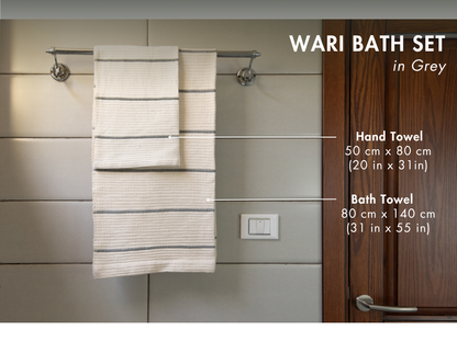 Wari Handwoven Ethiopian Cotton Bath Set | 1 Bath Towel + 1 Hand Towel