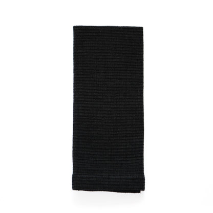 Zarima towel in black flat lay on white background