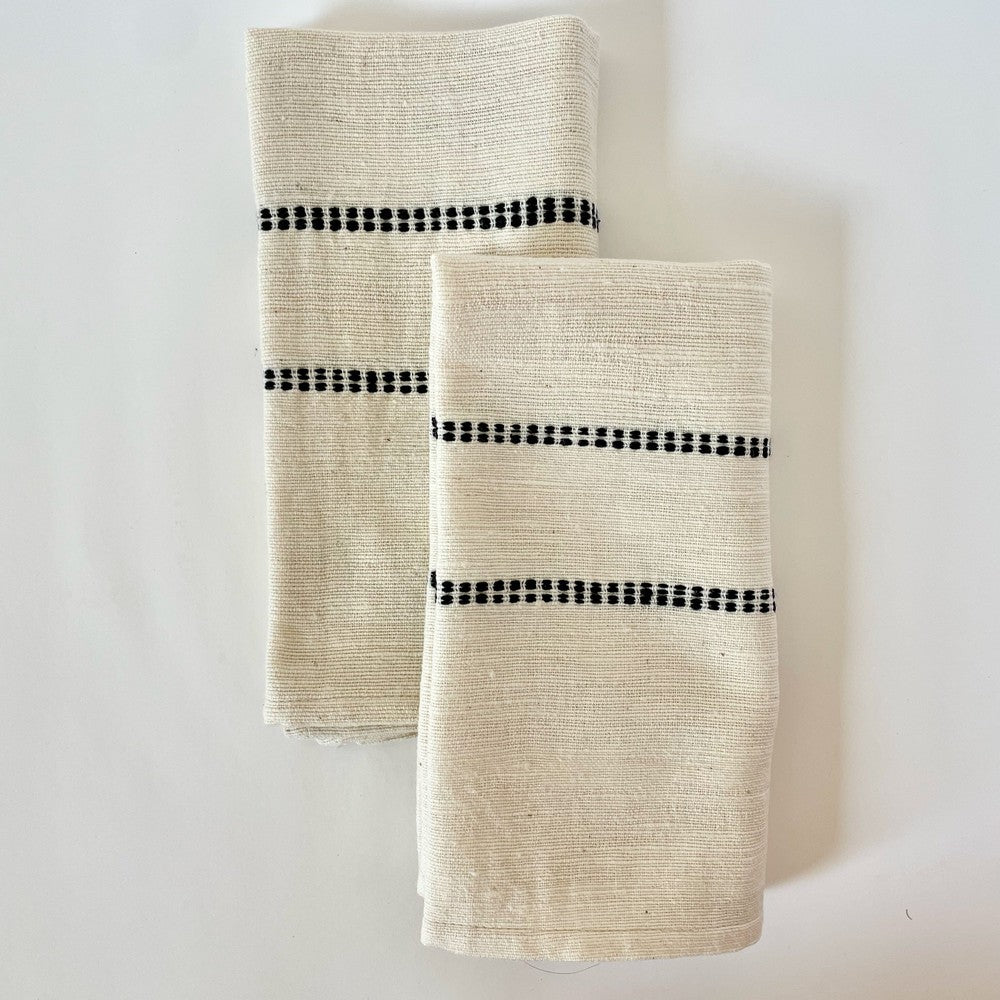 Chamo handwoven Ethiopian cotton Napkins sabahar Black 