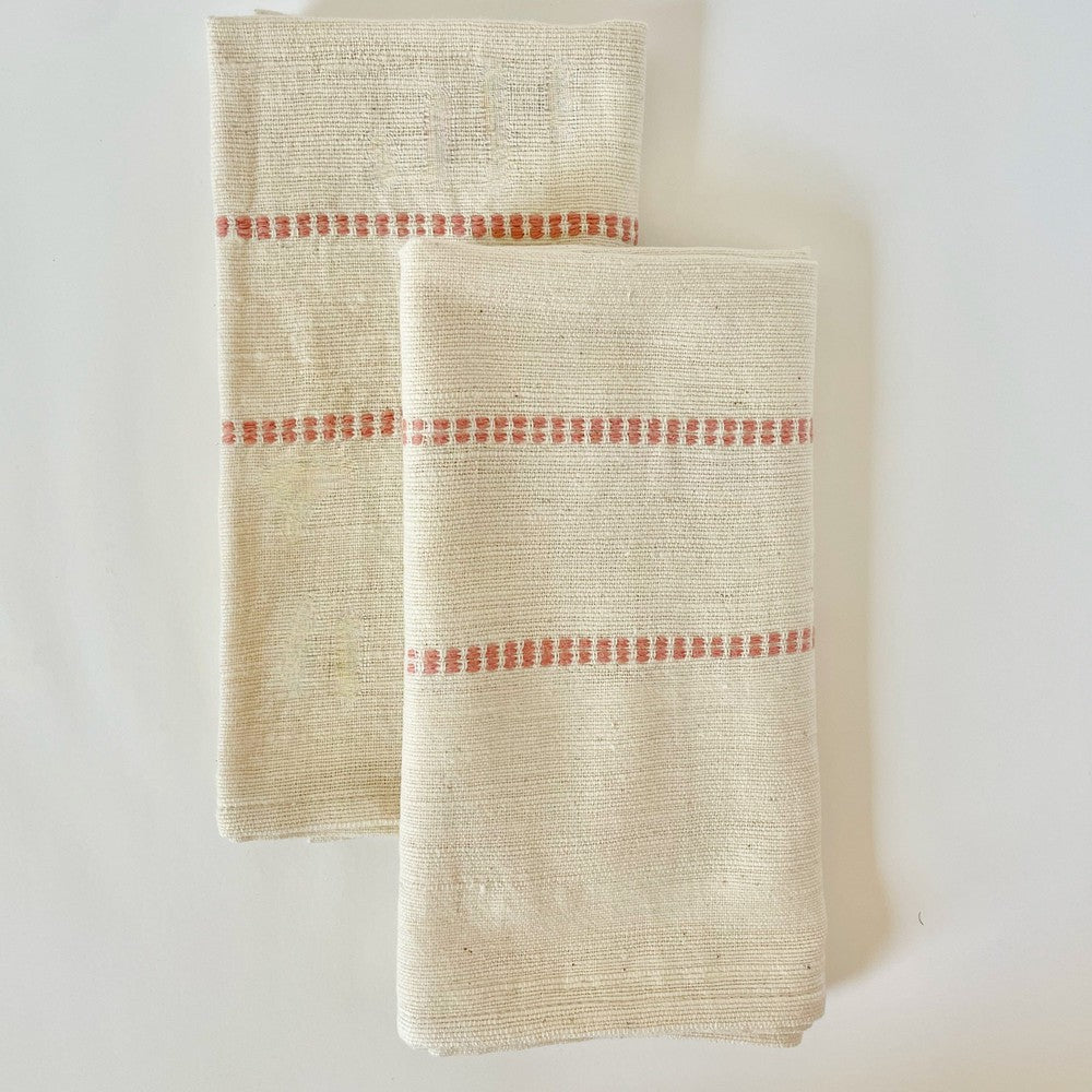 Chamo handwoven Ethiopian cotton Napkins sabahar Blush 