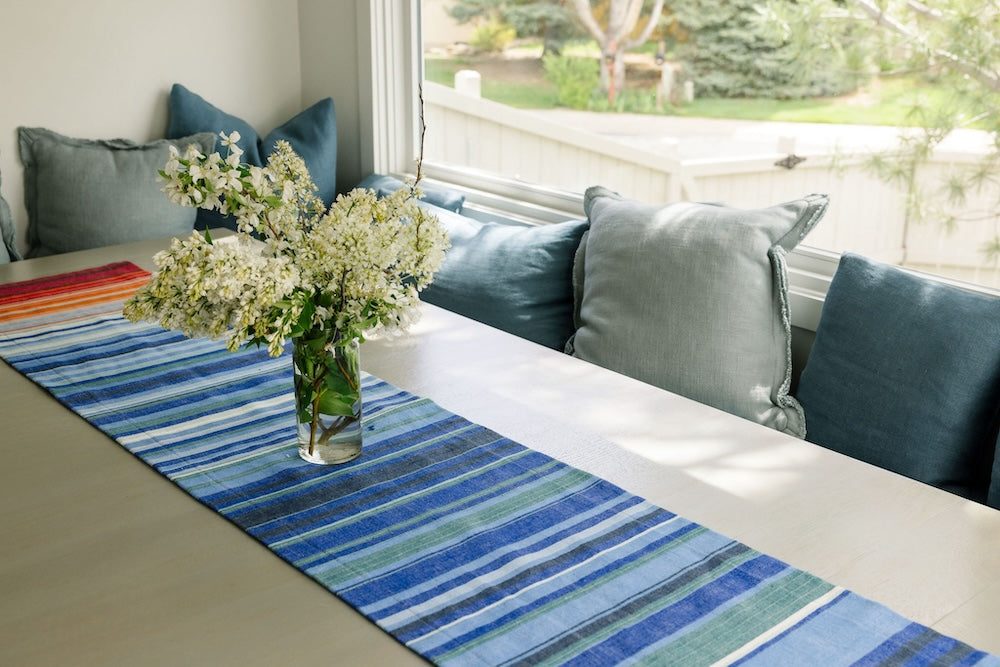 climate warming table runner in living room