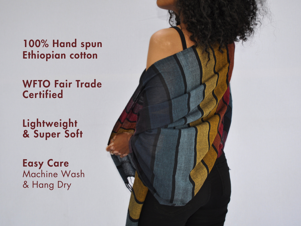 Hassate Handwoven Ethiopian Cotton Shawl