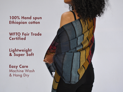 Hassate Handwoven Ethiopian Cotton Shawl
