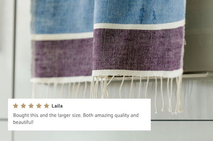 kalam hand towel hanging with five customer review