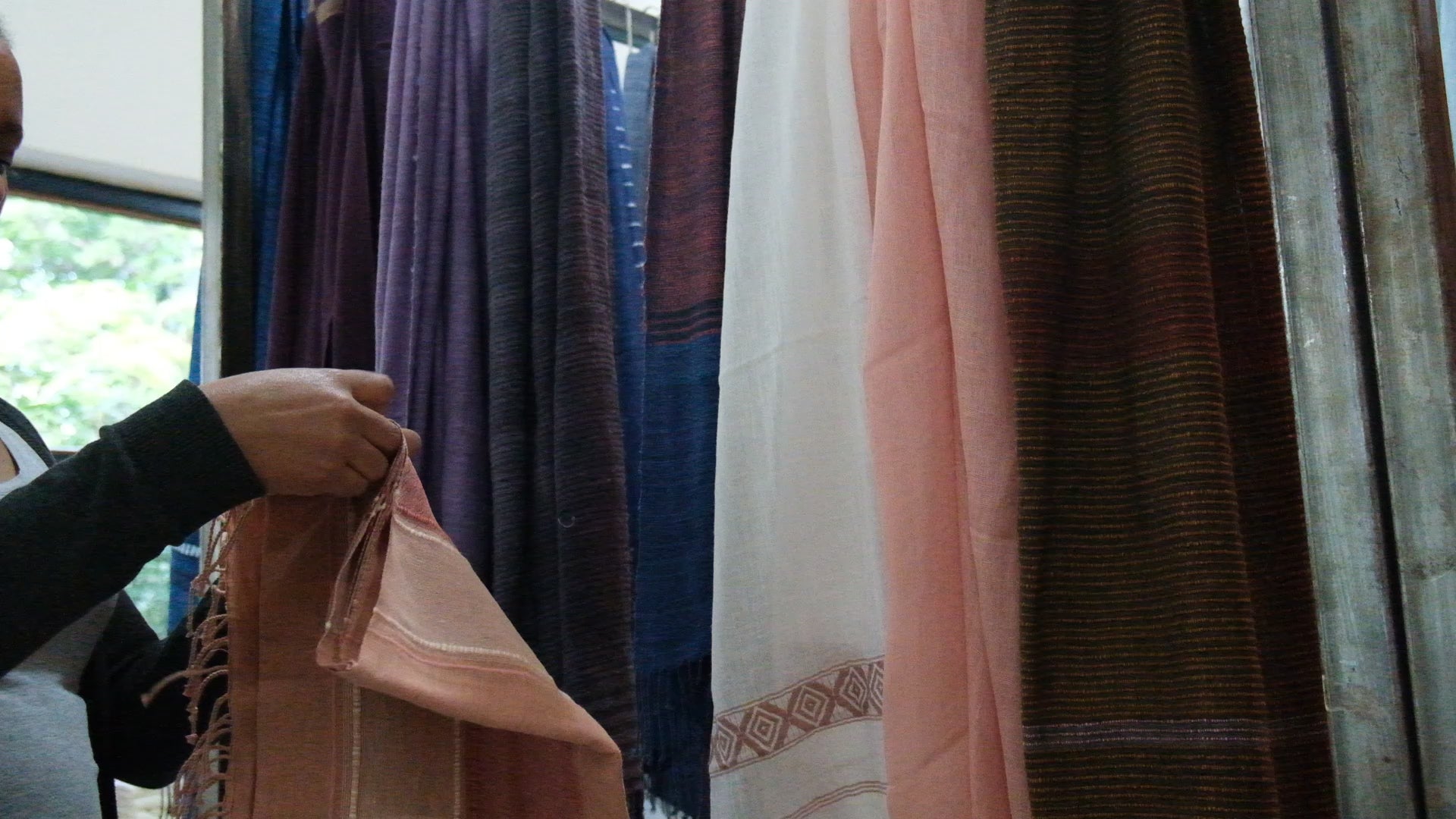 Hiwot hanging danakil scarf in blush in addis ababa shop