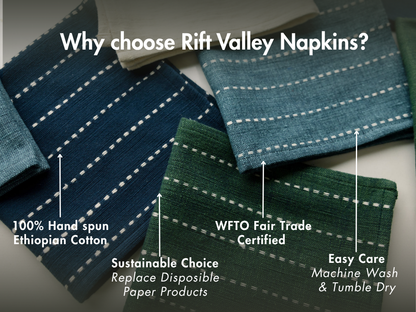 Rift Valley Handwoven Ethiopian Cotton Cocktail Napkins | Set of 2