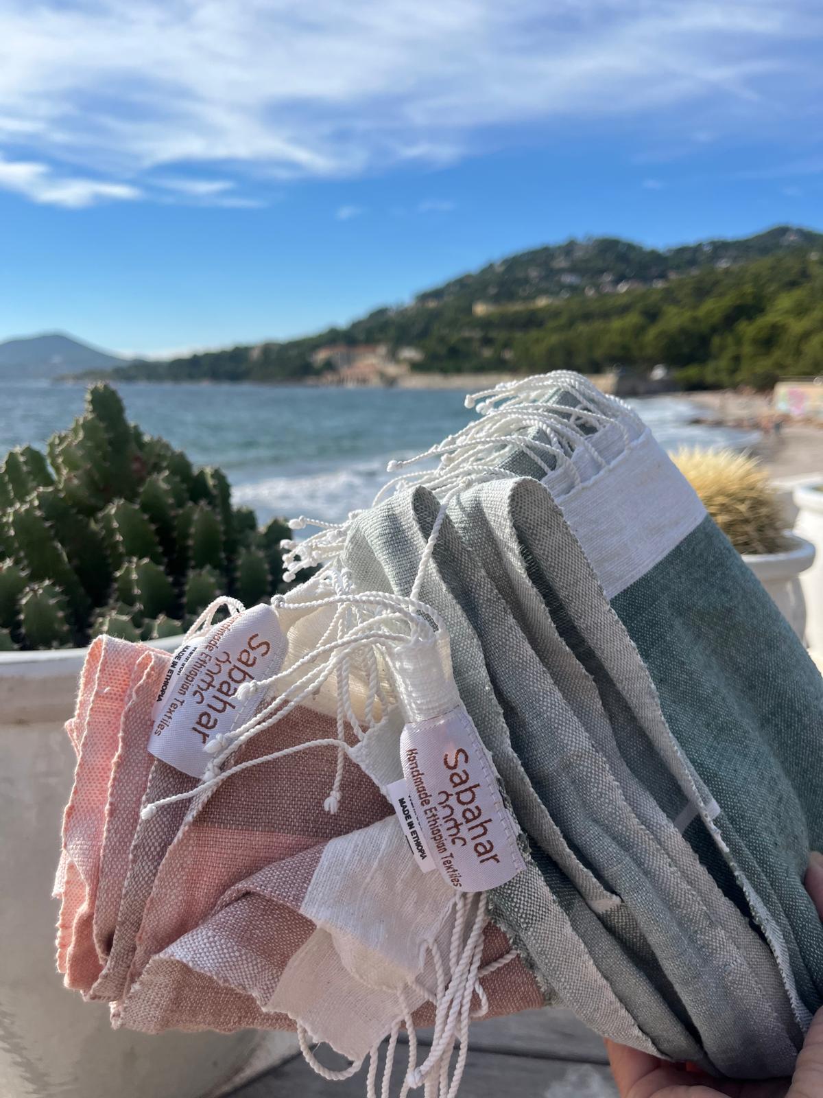 stack of folded abay towels