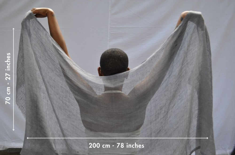 telba shawl in charcoal with dimensions