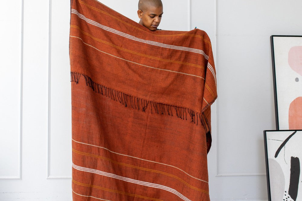 zenach throw in copper with ethiopian model