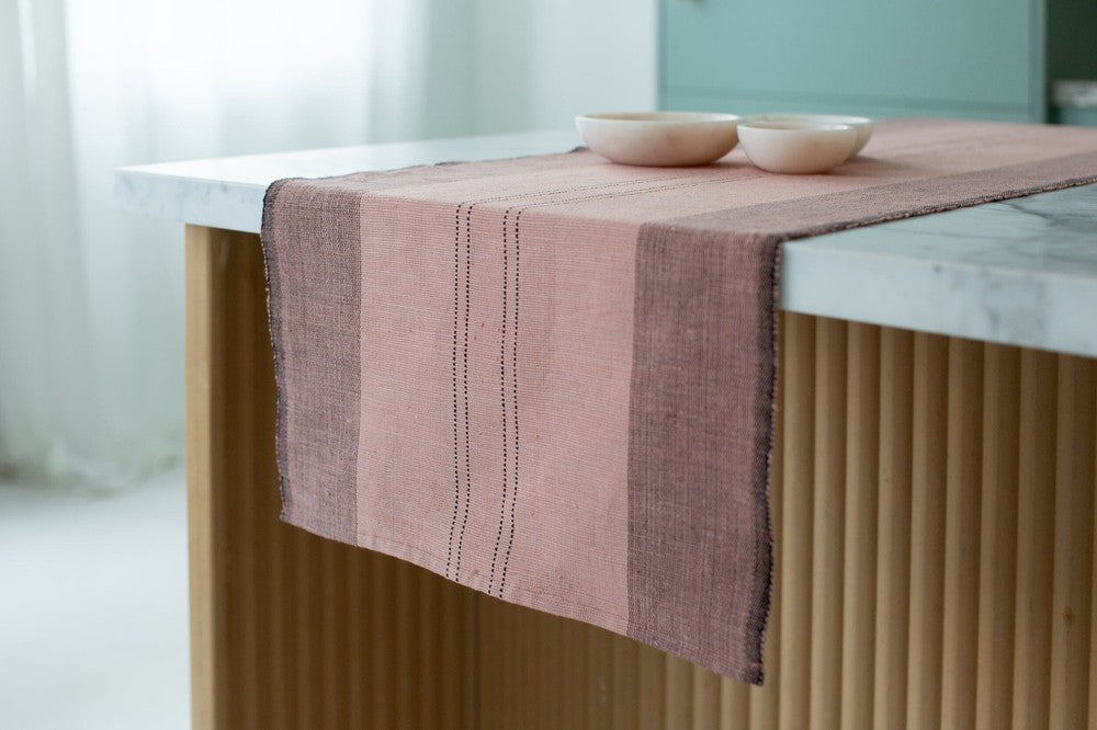 Sodo table runner in blush 